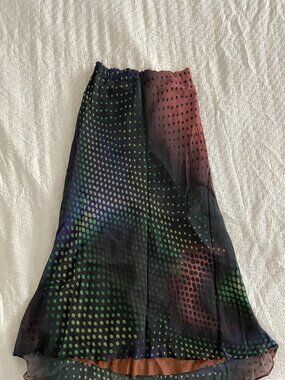 Colorful Silk Polka Dot Skirt